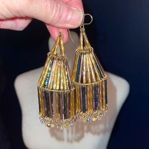 Multi-Color Tent Earrings FABULOUS for Mardi Gras!